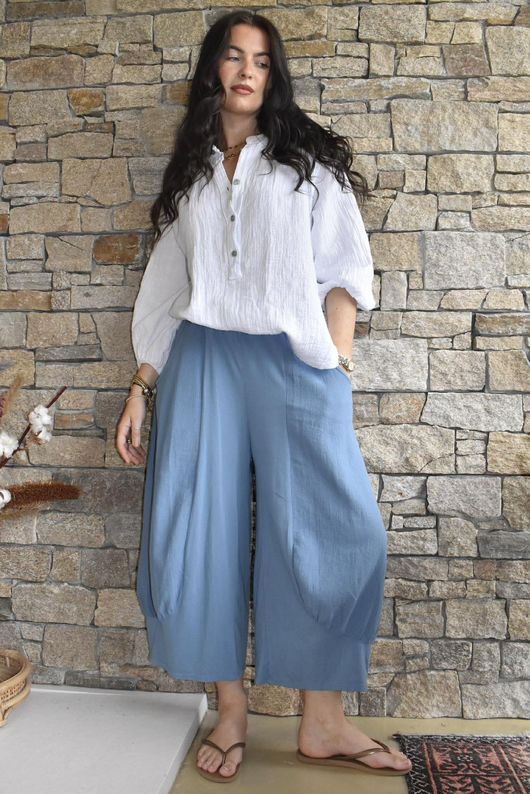 Jo Jo Quirky Hopsack Crop Pant Denim 
